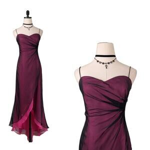 Morgan & Co. | Dresses | Vintage Morgan Co Prom Dress Maxi Gown 4 Black  Pink Fairy Princess Y2k Glam Goth | Poshmark
